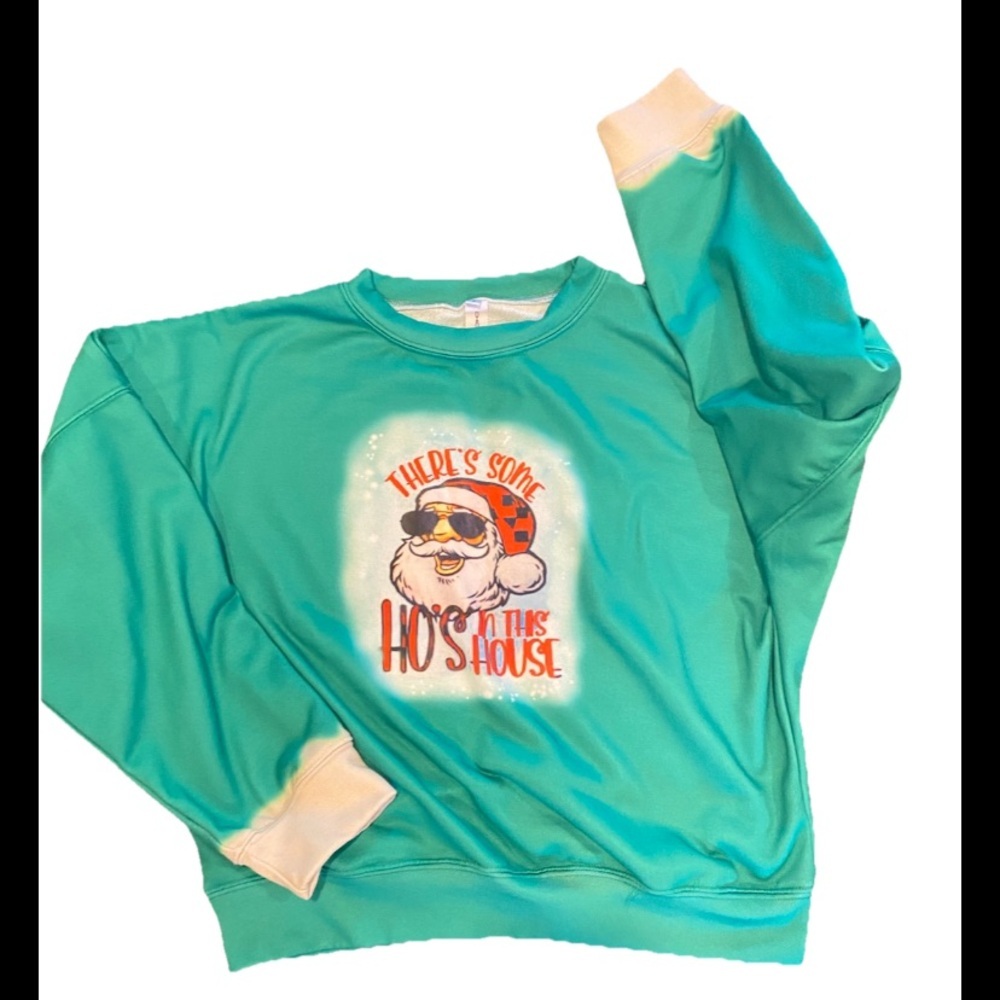 Funny Santa Christmas Naughty Sweatshirt There’s Some Ho’s In This House Ombré